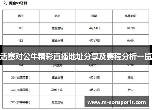 活塞对公牛精彩直播地址分享及赛程分析一览
